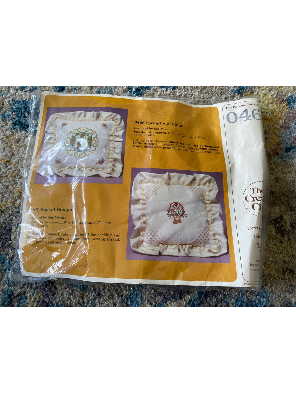 Creative Circle Cross Stitch Kit 0466 Springtime Initial Pillow 10x10 Open